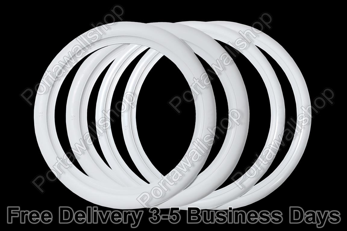 Atlas BRAND 16x3 Wide Big White Wall Portawall Tire Insert Trim Set 4
